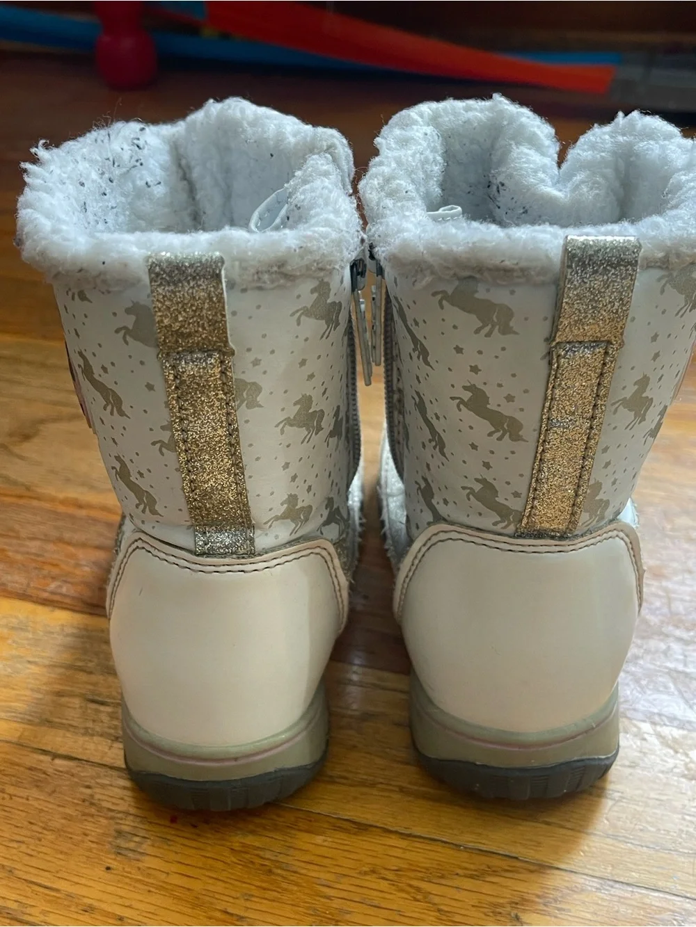 Kids Winter Snow Boots - Silver & White Faux-Fur Lined
